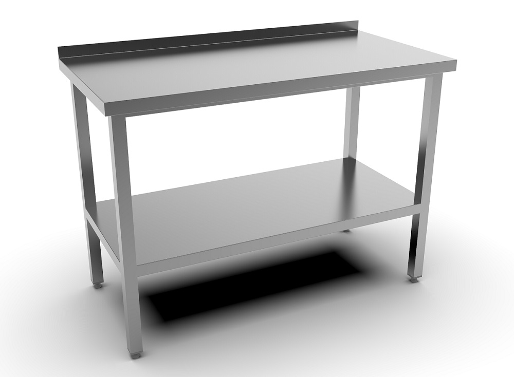 Стол разделочный с бортом 1200*600*870 мм. сварной, полка сплошная, нерж. MGsteel /1/ АКЦИЯ
