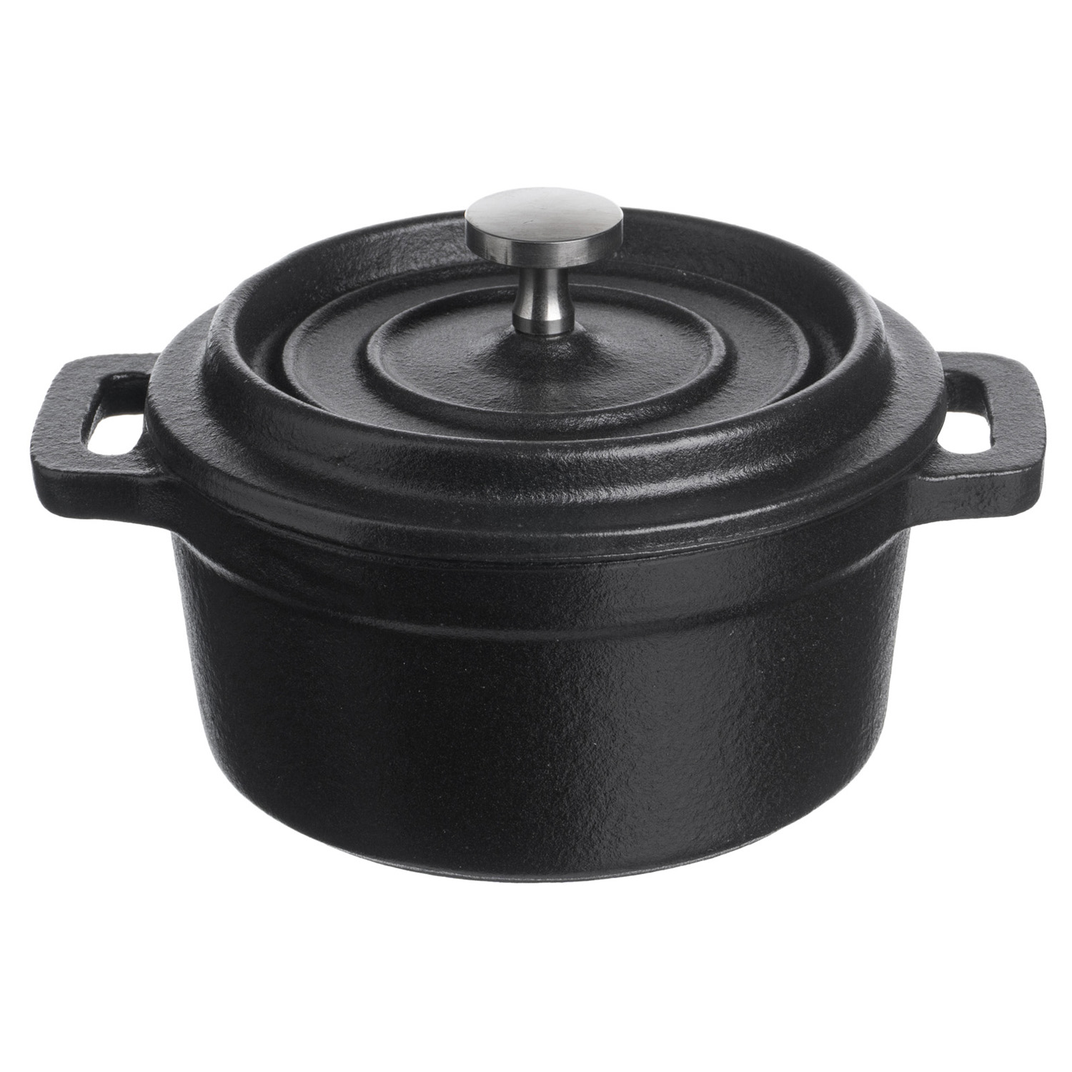 Кастрюля для запекания и подачи 250 мл. d=100 мм. h=70 мм. с крышкой, черная, чугун /1/