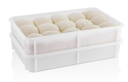 Контейнер для теста 600*400*100 мм. (-20/+70℃) прямой, сплошной, мороз-кий, белый полиэт.(крышка 76803) GP /1/6/