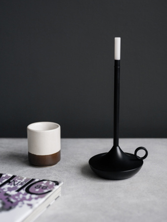 Лампа настольная беспроводная d=11 см. h=25,5 см. 1 цвет, 3 режима яркости, алюм., черная LED CANDLE MGline /1/20/ АКЦИЯ