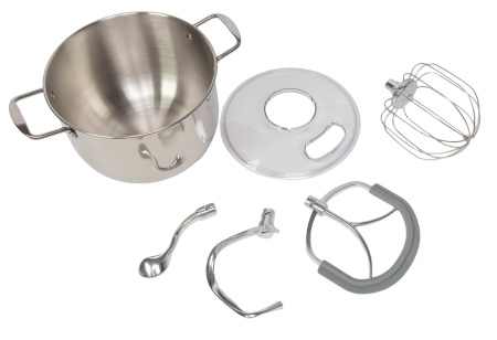 Миксер планетарный  10 л., 437*371*420 мм., 6 скоростей, с ЖК-дисплеем, 3 мешалки  (двойной крюк, битер, цельномет.венчик), корпус алюм. /1/