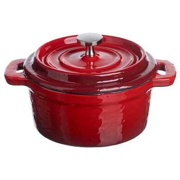 Кастрюля для запекания и подачи 250 мл. d=100 мм. h=70 мм. с крышкой, красная, чугун /1/