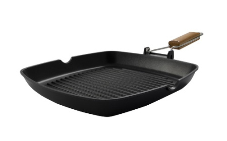 Сковорода-гриль 24*24 см. h=3,8 см. 1 л. алюм. рифлен. с дерев. ручкой  Abert /1/6/