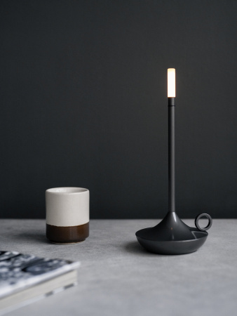 Лампа настольная беспроводная d=11 см. h=25,5 см. 1 цвет, 3 режима яркости, алюм., серая LED CANDLE MGline /1/20/ АКЦИЯ