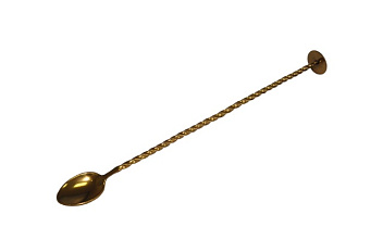 Ложка барная с плоской кнопкой 25 см. нерж. золотая  MGsteel /1/240/