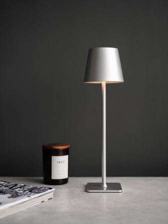 Лампа настольная d=11 см. h=38 см. 3 цвета, сенсорная регулировка яркости, нерж., серебристая LED POST-MODERN MGline /1/20/ ВДОХНОВЕНИЕ