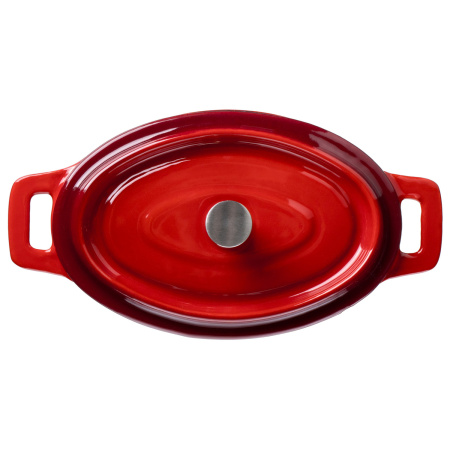 Кастрюля для запекания 450 мл. 150*100 мм. h=70 мм. с крышкой, красная, чугун /1/