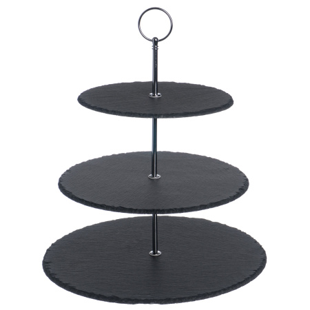 Этажерка 3-х ярусная d=20/25/30 см. h=44 см. черная, сланец MGprof /1/10/ АКЦИЯ