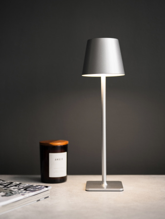 Лампа настольная d=11 см. h=38 см. 3 цвета, сенсорная регулировка яркости, нерж., серебристая LED POST-MODERN MGline /1/20/ ВДОХНОВЕНИЕ