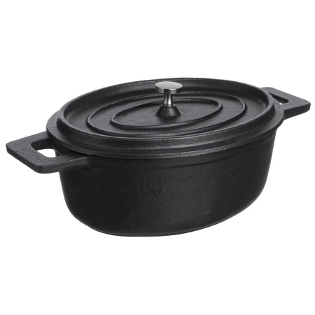 Кастрюля для запекания 800 мл. 180*140 мм. h=70 мм. с крышкой, черная, чугун /1/