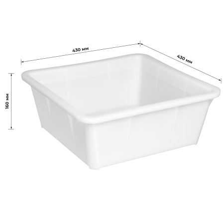 Контейнер для теста 430*430*160 мм. (-30/+60°C) конусный, сплошной, морозостойкий, белый, полиэт. /1/300/