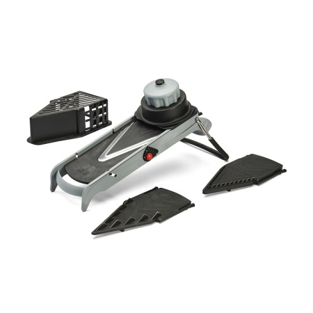 Мандолина (овощерезка) 40*13 см. с 2-мя насадками и толкателем, нерж. и пластик De Buye /1/