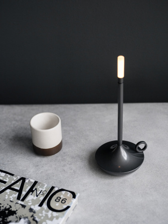 Лампа настольная беспроводная d=11 см. h=25,5 см. 1 цвет, 3 режима яркости, алюм., серая LED CANDLE MGline /1/20/ АКЦИЯ