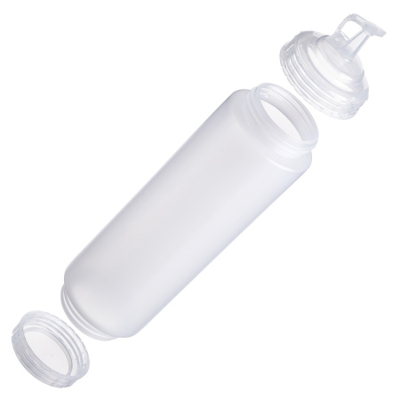 Емкость для соуса 1000 мл. d=75 мм. h=295 мм. c 2 крышками, широкая прозрачная, крышки прозрачные GP /1/96/