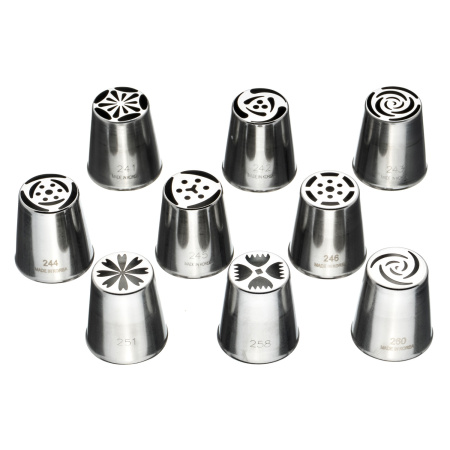 Набор кондитерских насадок  9 шт нерж. для кремовых цветов /1/