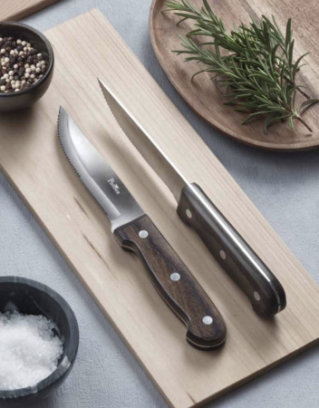 Нож для стейка 123/245 мм. 18/0  2 мм. ручка дерево Pinti /1/ АКЦИЯ