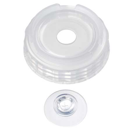 Емкость для соуса 1000 мл. d=75 мм. h=257 мм. c 2 крышками, с силик. носик. широкая прозрачная, крышки прозрачные GP /1/96/