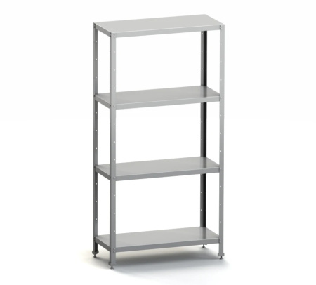 Стеллаж кухонный 1200*400*1600 мм., 4 сплошные полки нерж., стойки нерж., разборный MGsteel /1/ АКЦИЯ