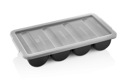 Лоток для столовых приборов (органайзер) 4 секции 53*29*9,5 см. черная, п/п (крышка 76909) GP /1/12/