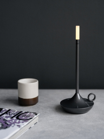 Лампа настольная беспроводная d=11 см. h=25,5 см. 1 цвет, 3 режима яркости, алюм., серая LED CANDLE MGline /1/20/ АКЦИЯ
