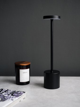 Лампа настольная d=8 см. h=34 см. 3 цвета, сенсорная регулировка яркости, алюм., черная LED METAL MGline /1/20/ АКЦИЯ