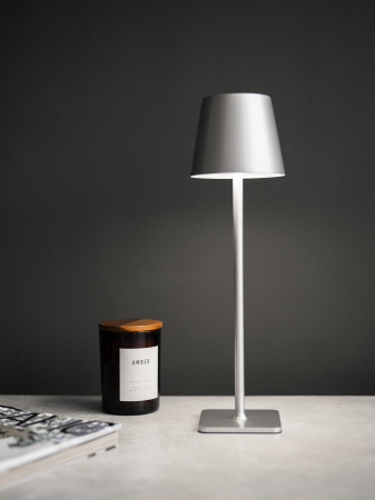 Лампа настольная d=11 см. h=38 см. 3 цвета, сенсорная регулировка яркости, нерж., серебристая LED POST-MODERN MGline /1/20/ ВДОХНОВЕНИЕ