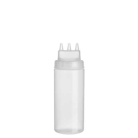 Емкость для соуса  500 мл. d=70 мм. h=200 мм. 3 носика, широкая  прозрачная GP /1/48/