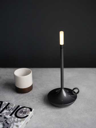 Лампа настольная беспроводная d=11 см. h=25,5 см. 1 цвет, 3 режима яркости, алюм., серая LED CANDLE MGline /1/20/ АКЦИЯ