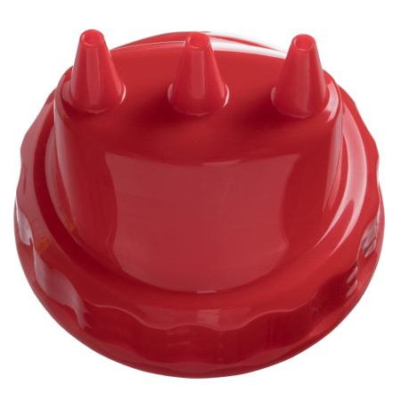 Емкость для соуса  750 мл. d=70 мм. h=270 мм. с 2 крышками 3 носика, широкая прозрачная, крышки красные GP /1/96/