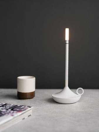 Лампа настольная беспроводная d=11 см. h=25,5 см. 1 цвет, 3 режима яркости, алюм., белая LED CANDLE MGline /1/20/