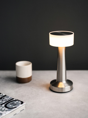 Лампа настольная  d=9 см. h=21,5 см. 3 цвета, сенсорная регулировка яркости, нерж., серебристая LED SIMPLE MGline/1/20/ ВДОХНОВЕНИЕ