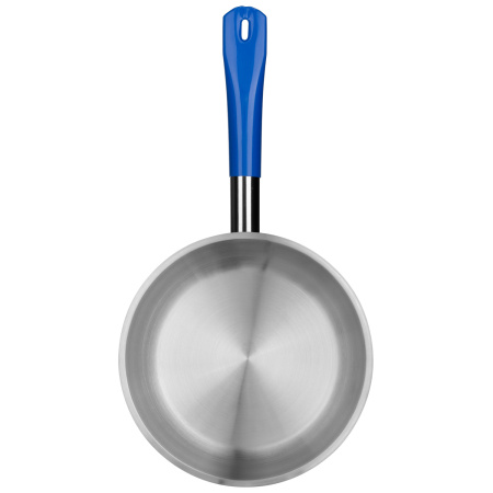Сковорода d=24 см. h=5 см. 1,8 л. нерж. (индукция) синяя ручка винил. MGsteel /1/