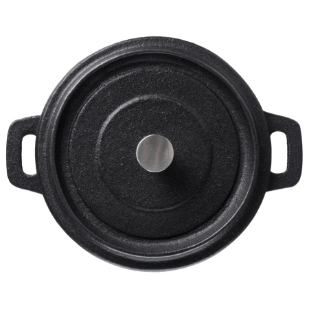 Кастрюля для запекания 550 мл. d=120 мм. h=80 мм. с крышкой, черная, чугун /1/