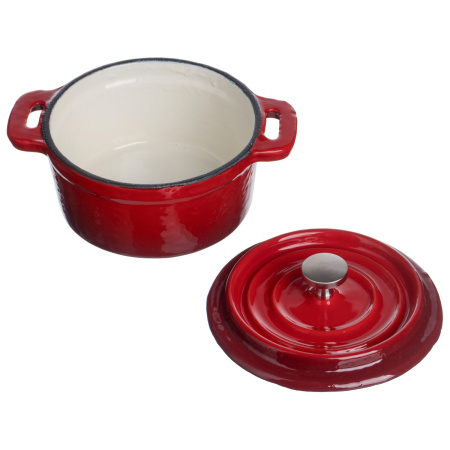 Кастрюля для запекания и подачи 250 мл. d=100 мм. h=70 мм. с крышкой, красная, чугун /1/